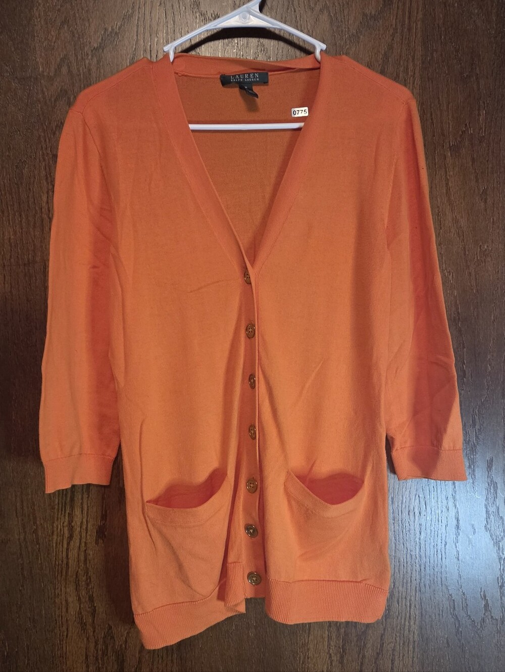 Lauren Ralph Lauren Orange Button Cardigan Sweater